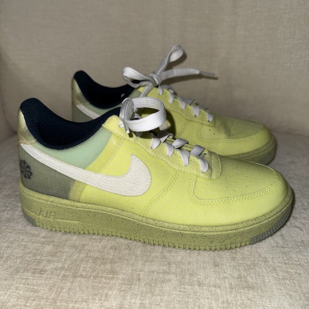 Nike Air Force 1 Crater GS Unisex Kids Size 6Y Lemon Twist Lace Up Sneaker Shoes - Picture 2 of 10